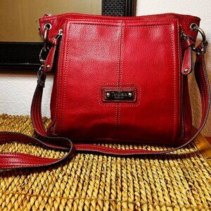 Tignanello Red Pebbled Leather Crossbody Bag